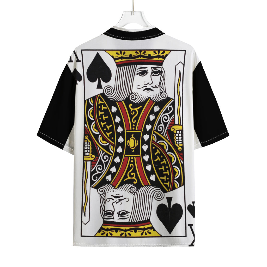 King Of Spades Playing Card Print Rayon Hawaiian Shirt