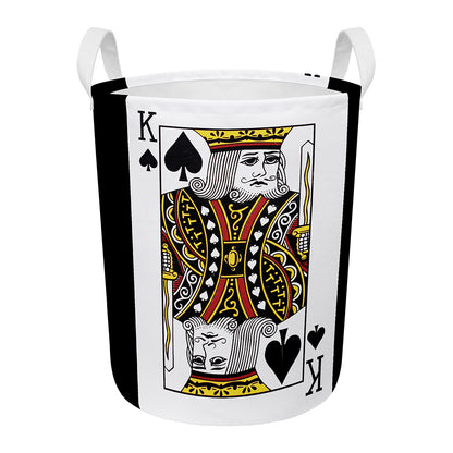 King Of Spades Playing Card Print Round Laundry Basket