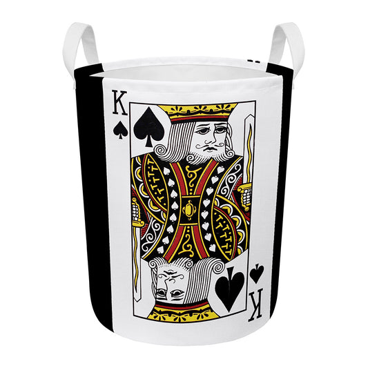 King Of Spades Playing Card Print Round Laundry Basket