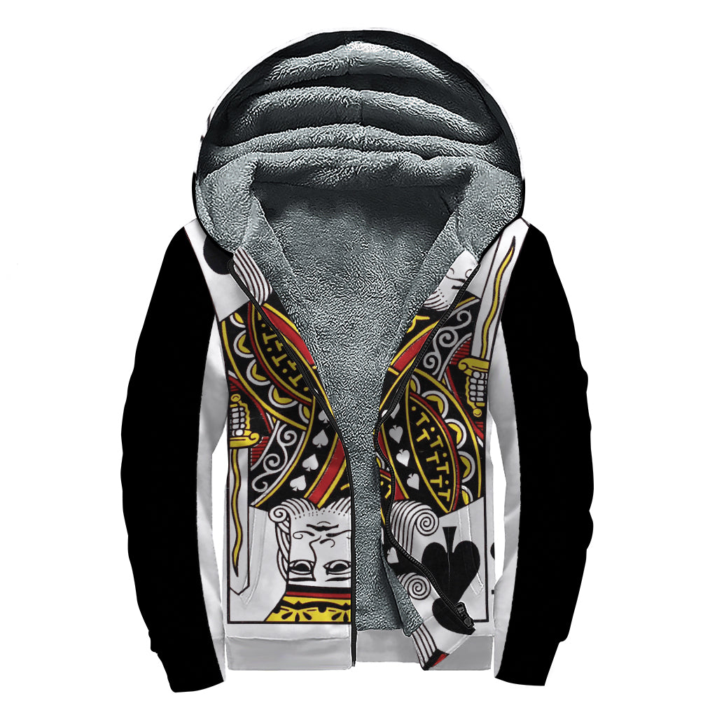 King Of Spades Playing Card Print Sherpa Lined Zip Up Hoodie