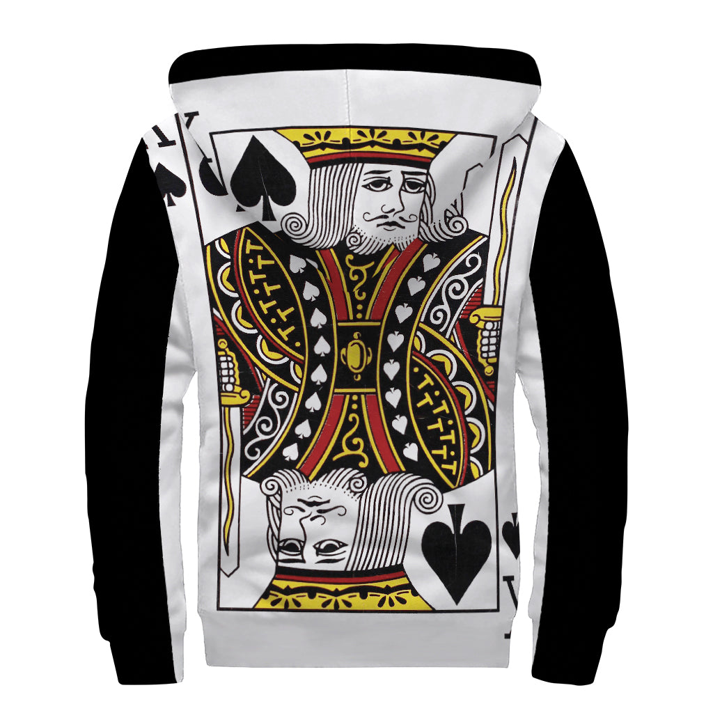 King Of Spades Playing Card Print Sherpa Lined Zip Up Hoodie