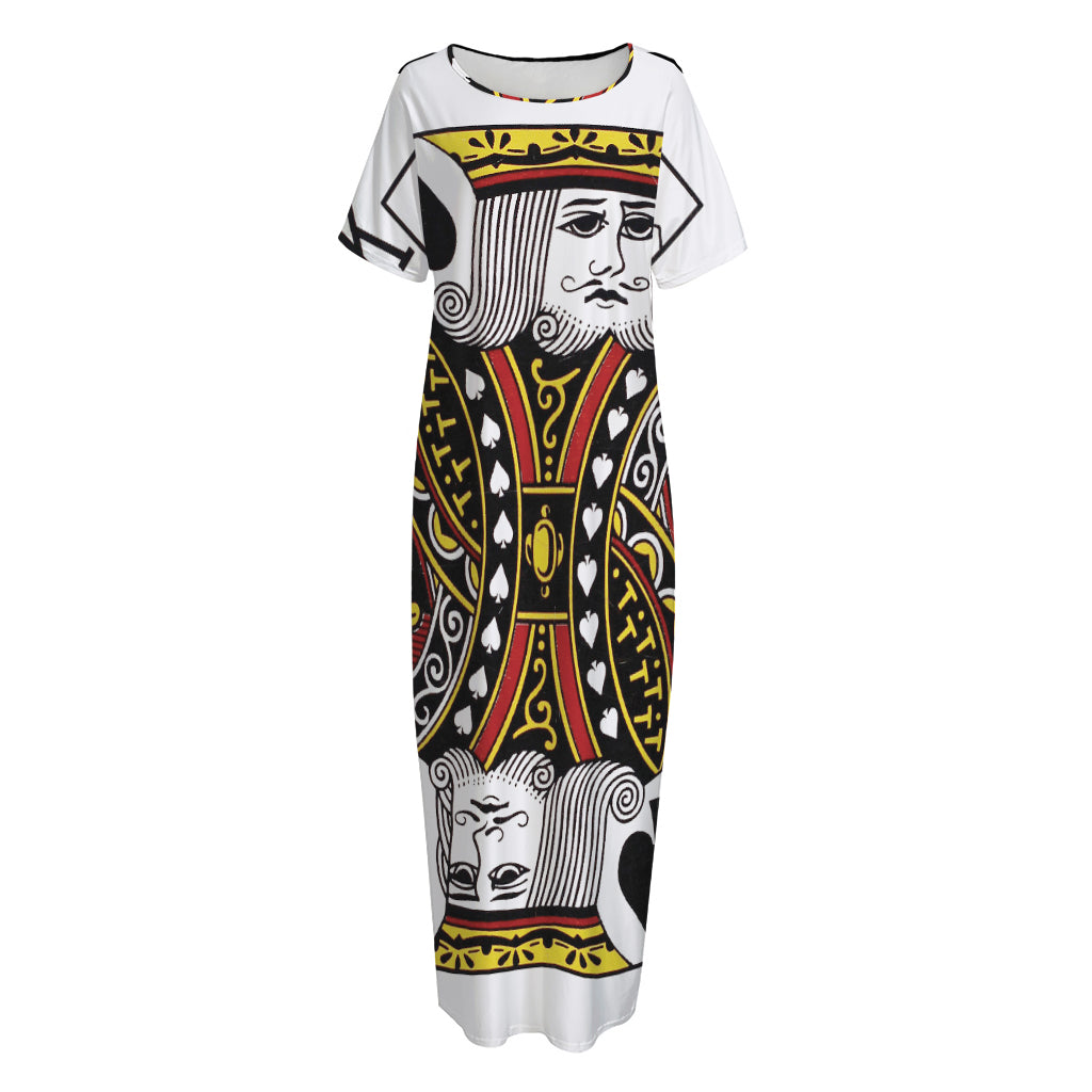 King Of Spades Playing Card Print Short Sleeve Long Nightdress