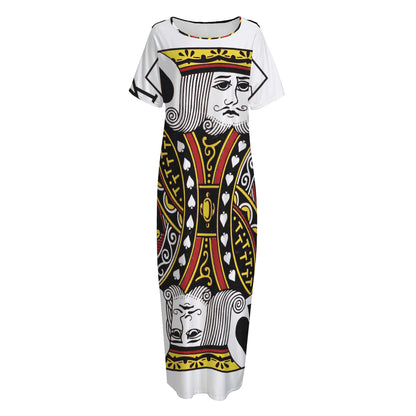 King Of Spades Playing Card Print Short Sleeve Long Nightdress