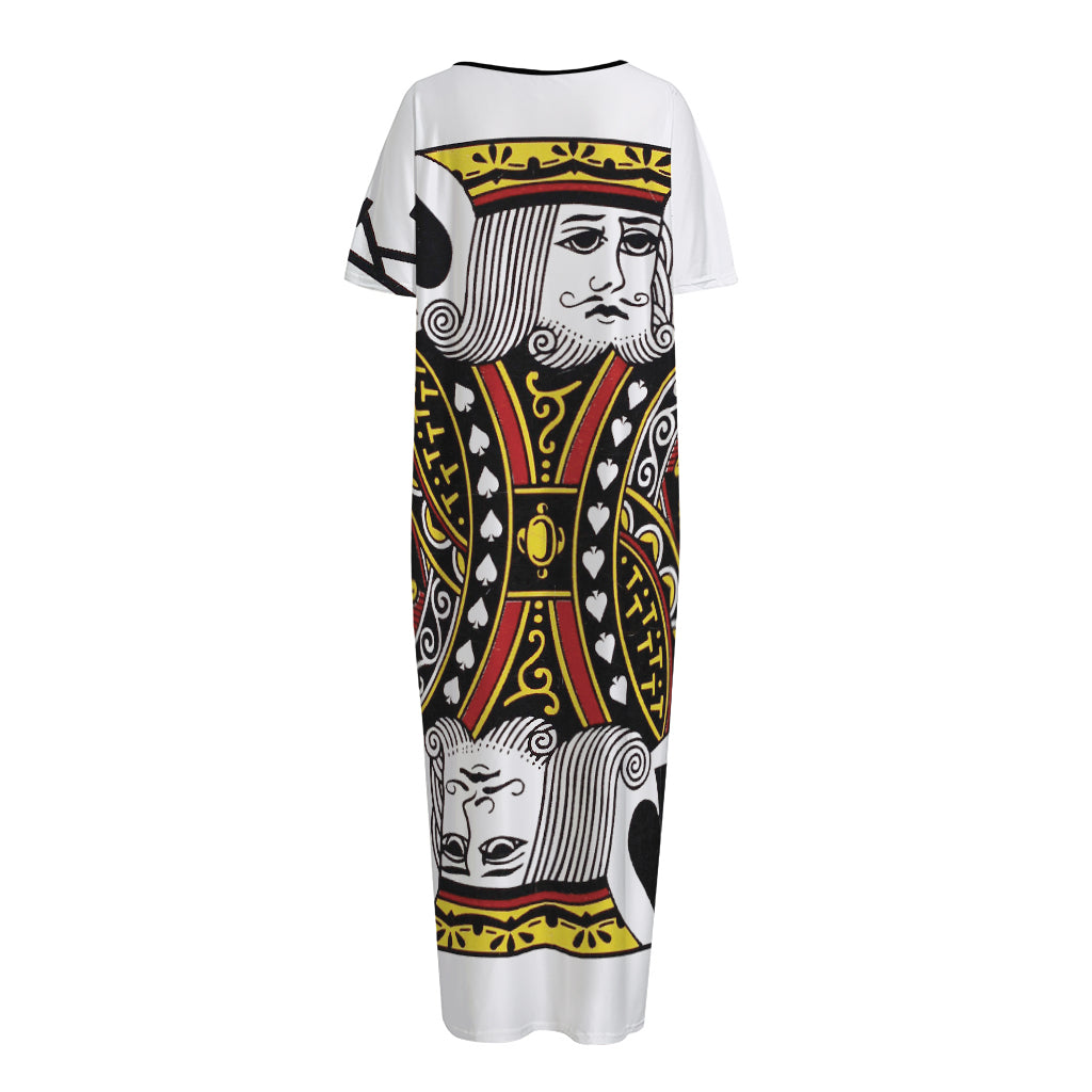 King Of Spades Playing Card Print Short Sleeve Long Nightdress