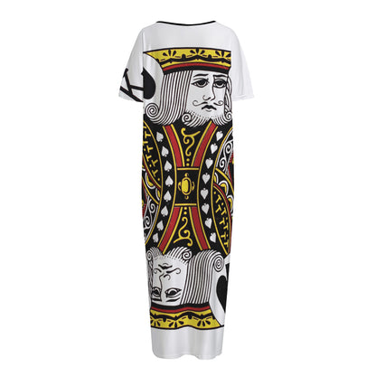 King Of Spades Playing Card Print Short Sleeve Long Nightdress