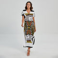 King Of Spades Playing Card Print Short Sleeve Maxi Dress