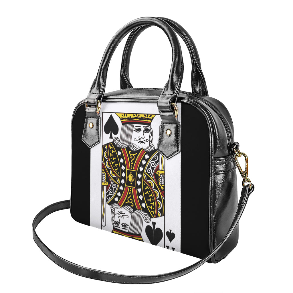 King Of Spades Playing Card Print Shoulder Handbag