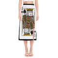King Of Spades Playing Card Print Side Slit Midi Skirt