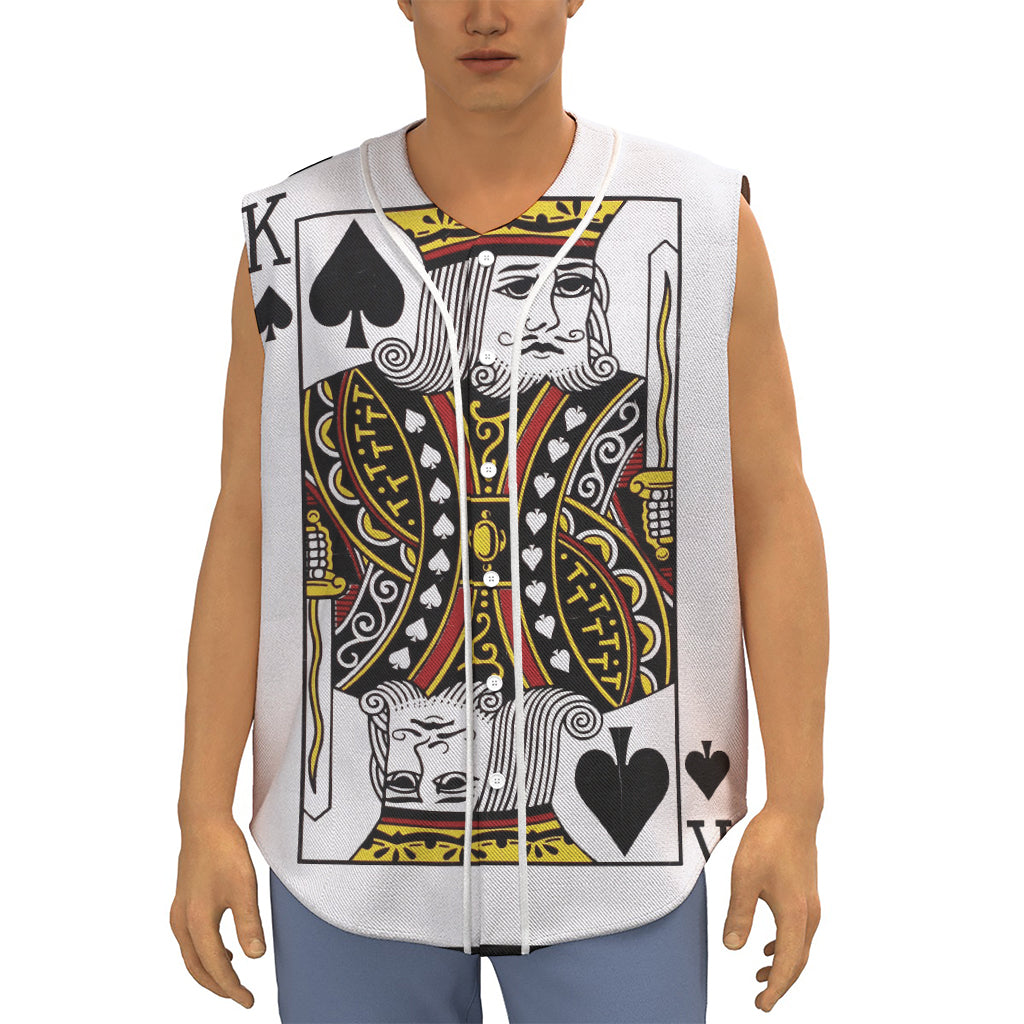 King Of Spades Playing Card Print Sleeveless Baseball Jersey