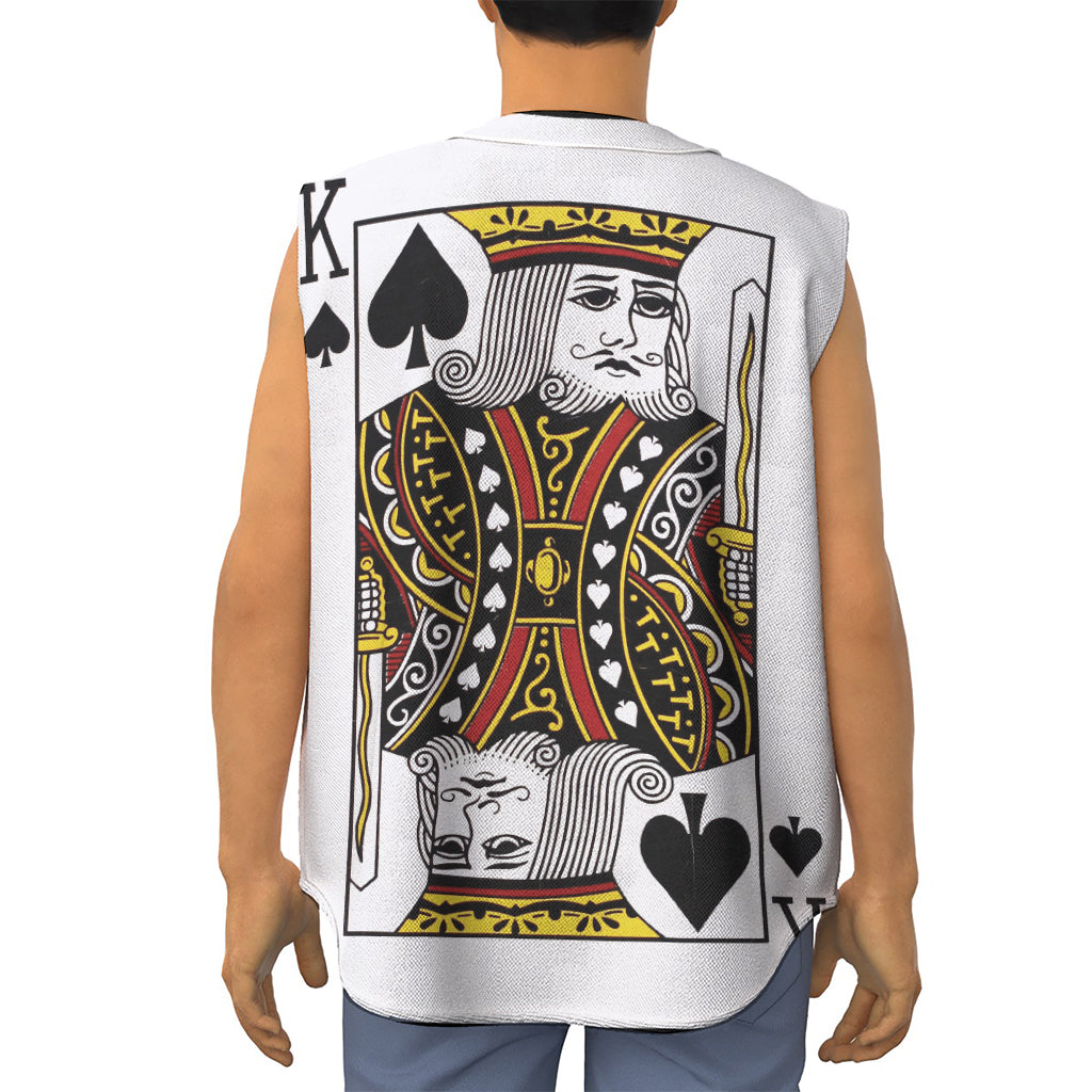 King Of Spades Playing Card Print Sleeveless Baseball Jersey