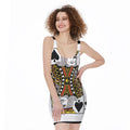 King Of Spades Playing Card Print Sleeveless Bodycon Dress