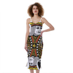 King Of Spades Playing Card Print Slim Fit Midi Cami Dress