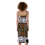 King Of Spades Playing Card Print Slim Fit Midi Cami Dress