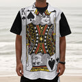 King Of Spades Playing Card Print Textured Short Sleeve Shirt