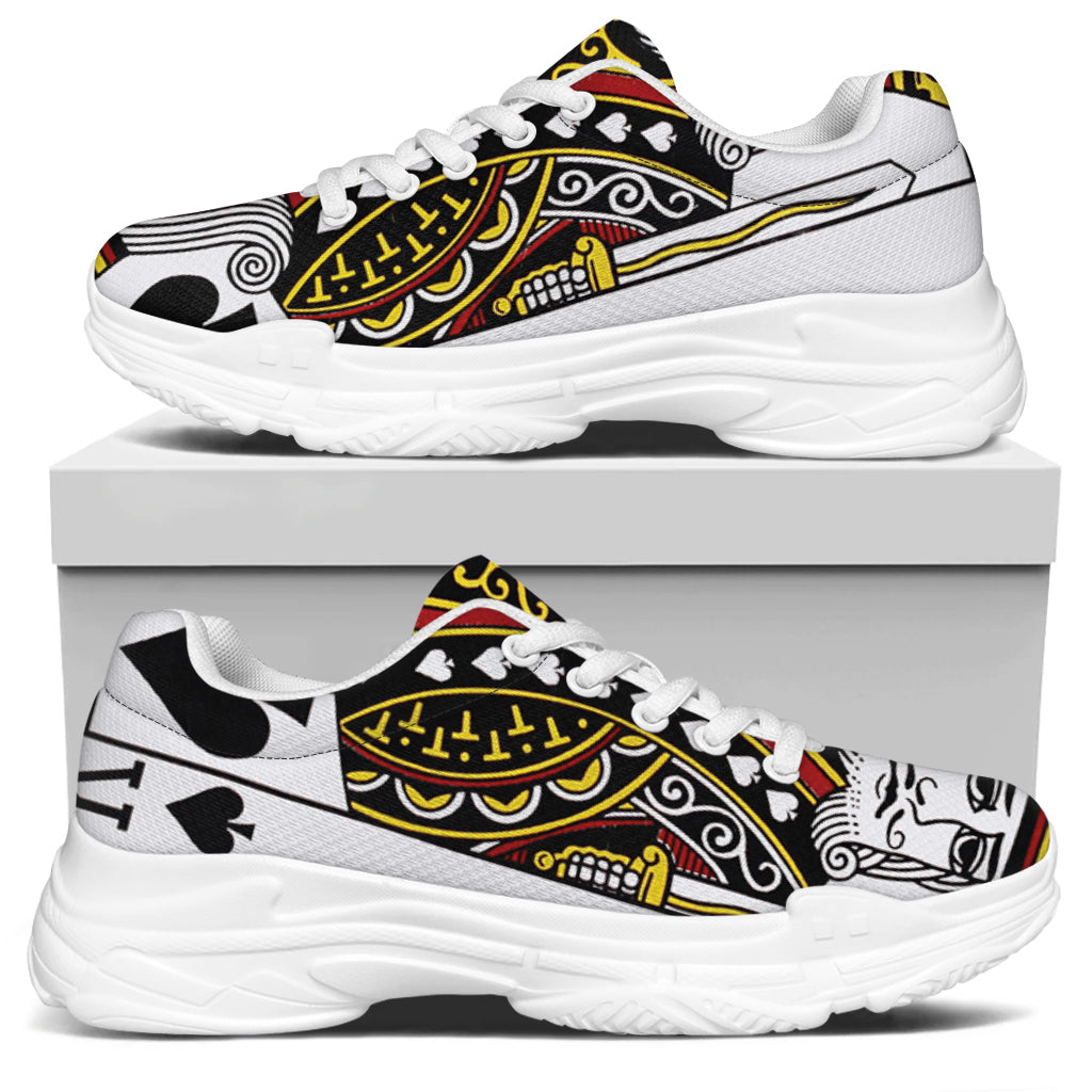 King Of Spades Playing Card Print White Chunky Shoes