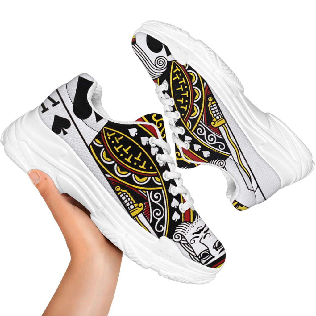 King Of Spades Playing Card Print White Chunky Shoes