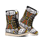 King Of Spades Playing Card Print Winter Boots