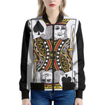 King Of Spades Playing Card Print Women's Bomber Jacket