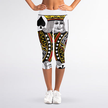 King Of Spades Playing Card Print Women's Capri Leggings