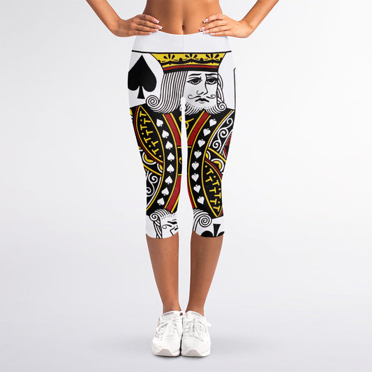 King Of Spades Playing Card Print Women's Capri Leggings