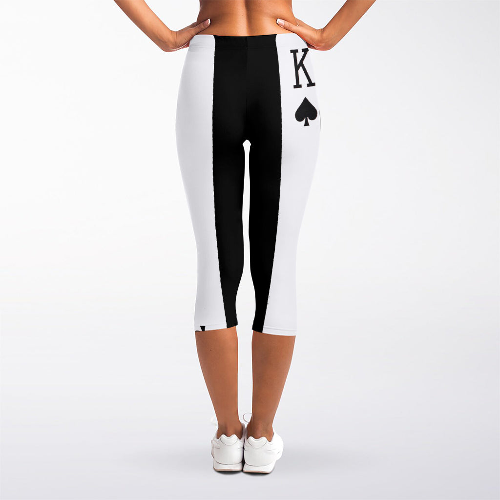King Of Spades Playing Card Print Women's Capri Leggings