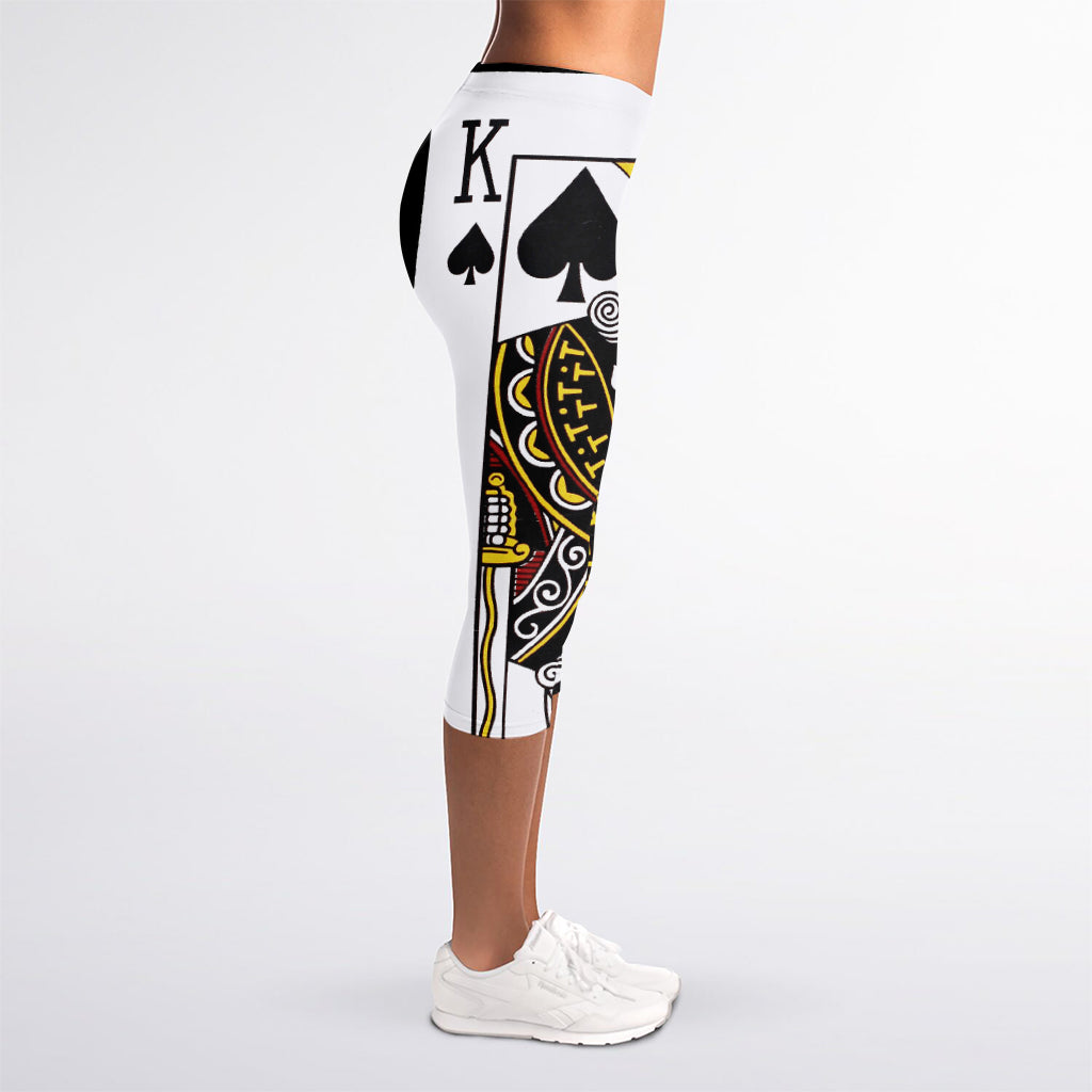 King Of Spades Playing Card Print Women's Capri Leggings
