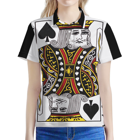 King Of Spades Playing Card Print Women's Polo Shirt