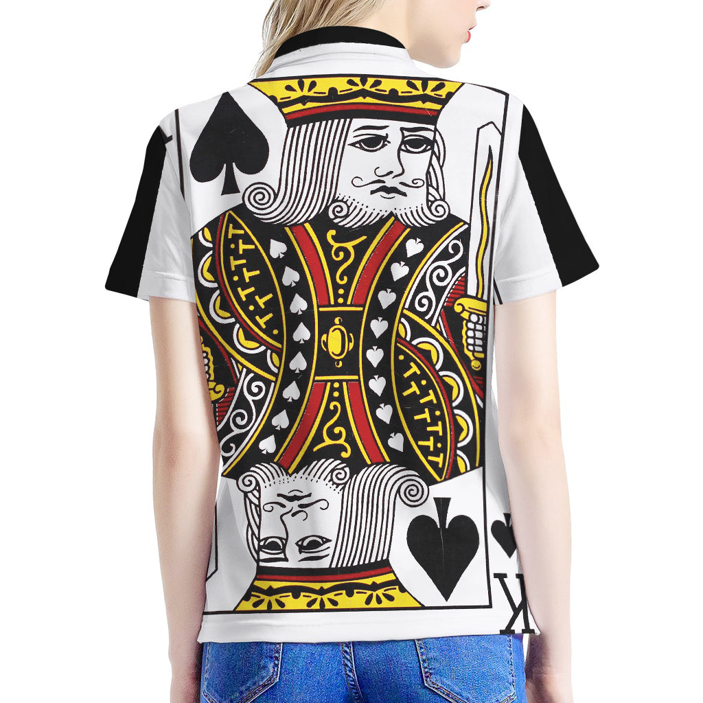 King Of Spades Playing Card Print Women's Polo Shirt