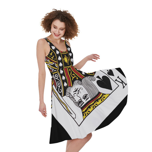 King Of Spades Playing Card Print Women's Sleeveless Dress