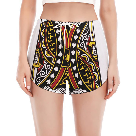King Of Spades Playing Card Print Women's Split Running Shorts
