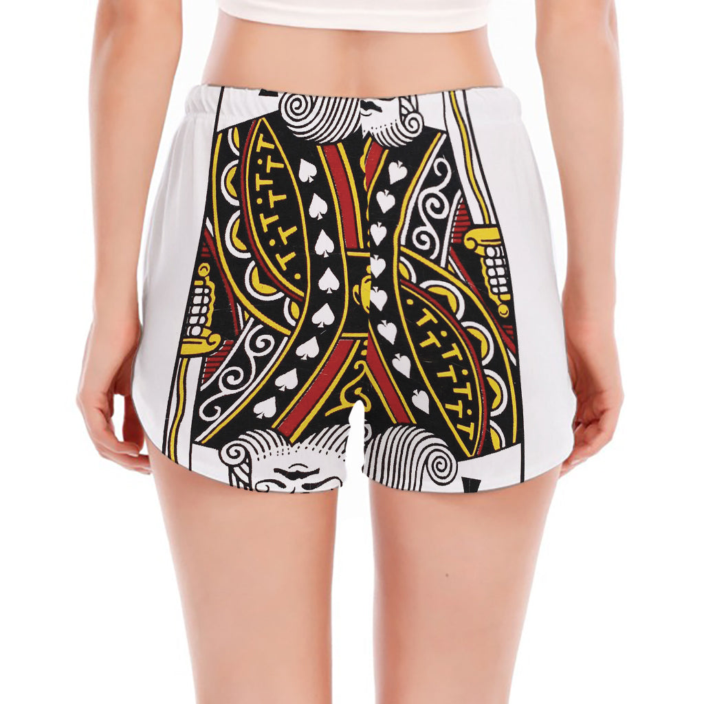 King Of Spades Playing Card Print Women's Split Running Shorts