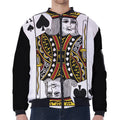 King Of Spades Playing Card Print Zip Sleeve Bomber Jacket