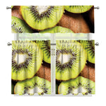 Kiwi 3D Print 3 Piece Kitchen Curtains