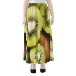 Kiwi 3D Print Chiffon Maxi Skirt