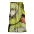 Kiwi 3D Print Cotton Front Slit Maxi Skirt