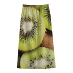 Kiwi 3D Print Cotton Front Slit Maxi Skirt