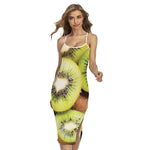 Kiwi 3D Print Cross Back Cami Dress