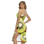 Kiwi 3D Print Cross Back Cami Dress
