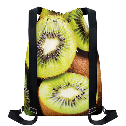 Kiwi 3D Print Drawstring Backpack