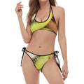 Kiwi 3D Print Halter Scoop Tie Side Bikini