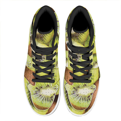 Kiwi 3D Print High Top Leather Sneakers