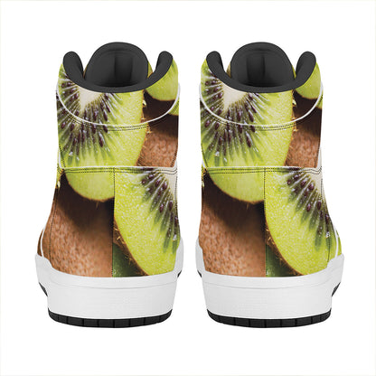 Kiwi 3D Print High Top Leather Sneakers