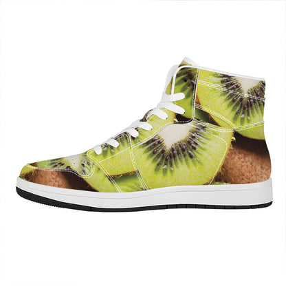 Kiwi 3D Print High Top Leather Sneakers
