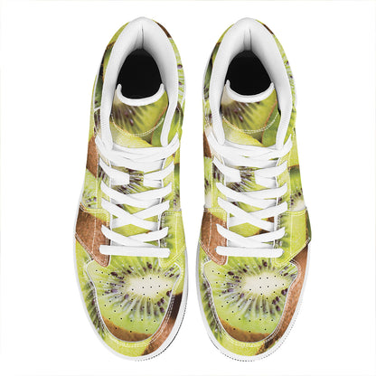 Kiwi 3D Print High Top Leather Sneakers
