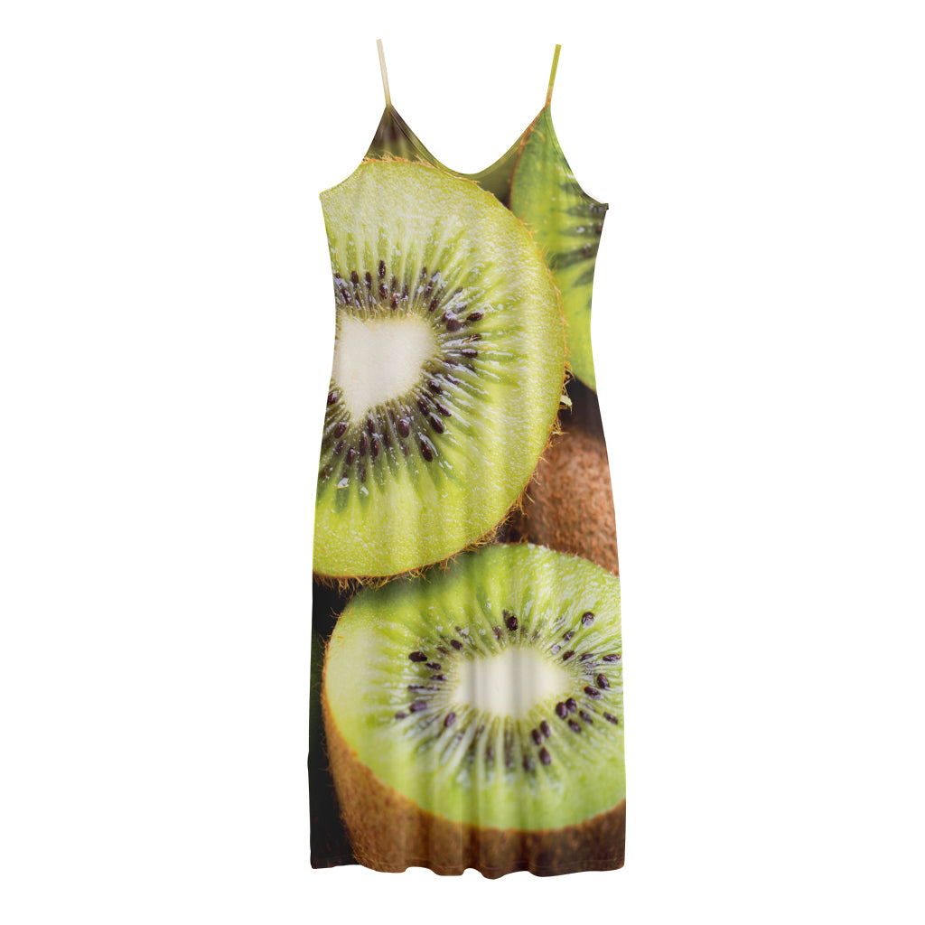 Kiwi 3D Print Jersey Midi Cami Dress