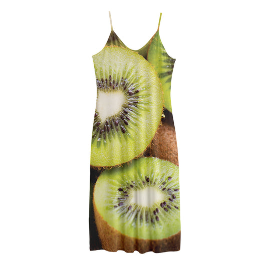 Kiwi 3D Print Jersey Midi Cami Dress