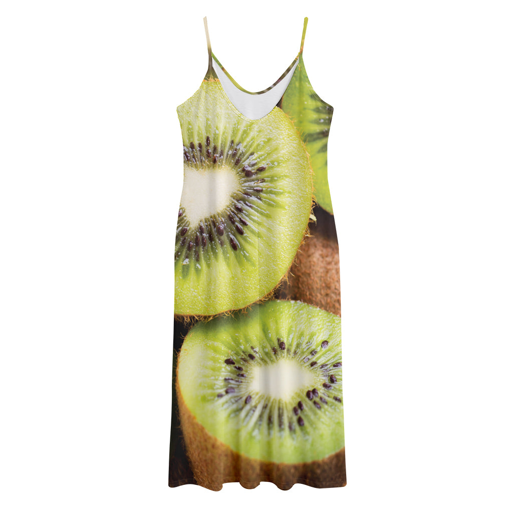 Kiwi 3D Print Jersey Midi Cami Dress