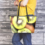 Kiwi 3D Print Leather Tote Bag