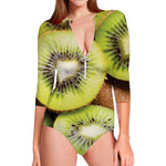 Kiwi 3D Print Long Sleeve Swimsuit