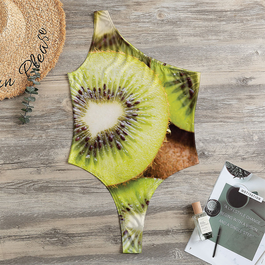 Kiwi 3D Print One Shoulder Bodysuit
